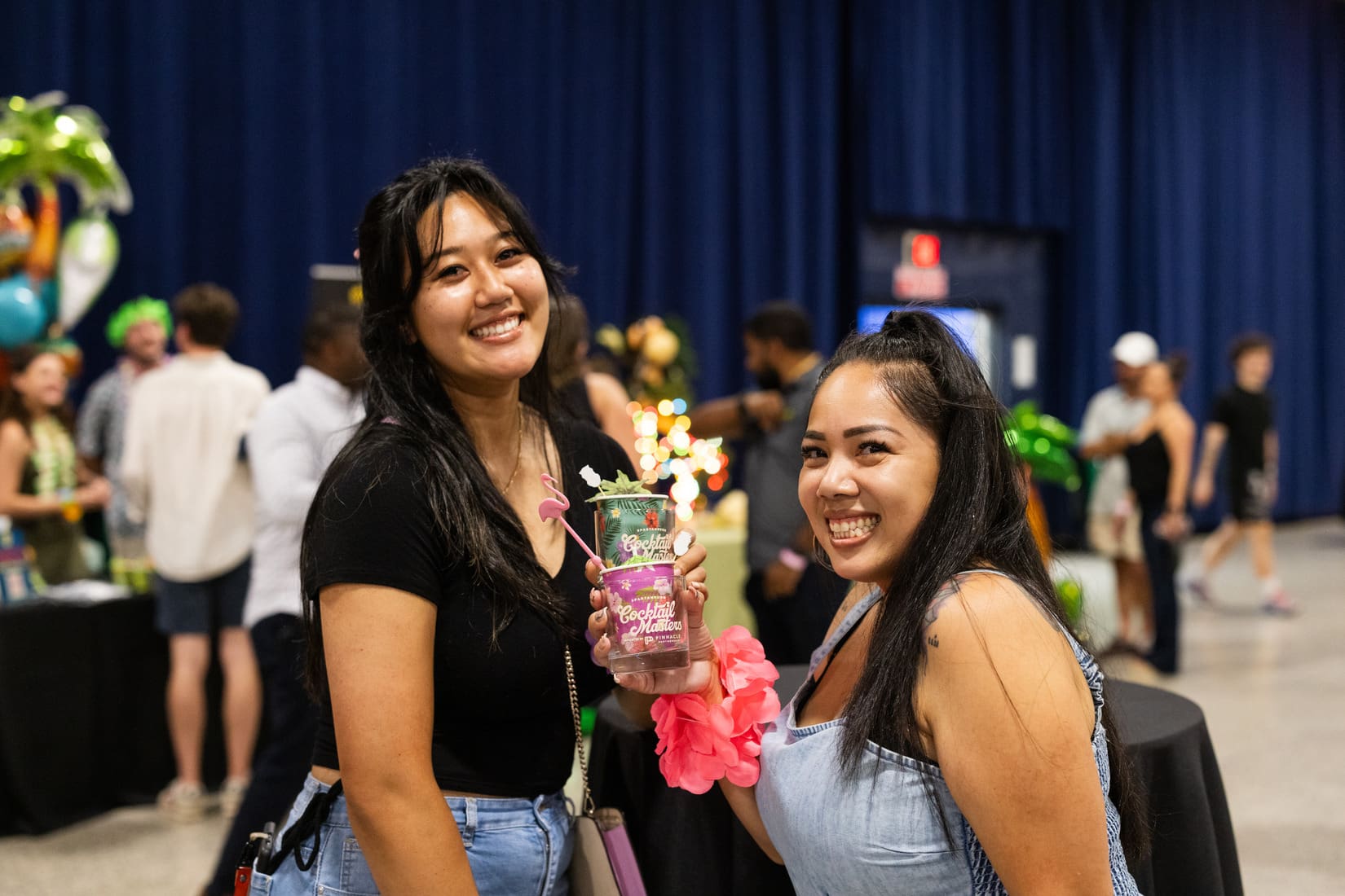 Guests enjoy cocktails.